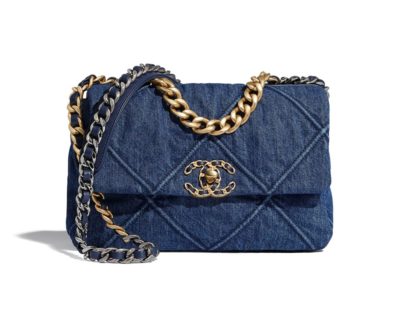 Sac Chanel 19 Denim métal doré