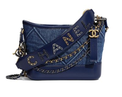 Sac Gabrielle Hobo Chanel denim, veau métal doré