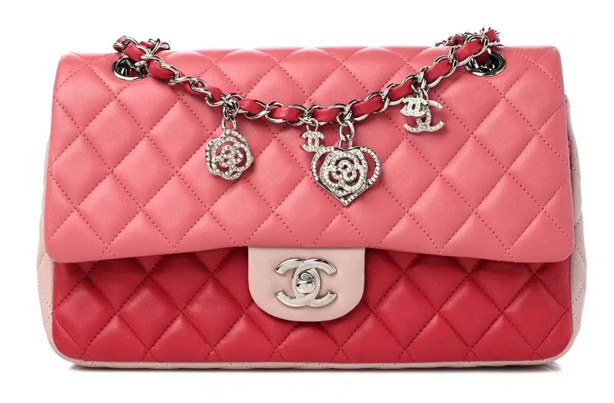 Chanel Lambskin Quilted 3 couleur Medium Valentin rose