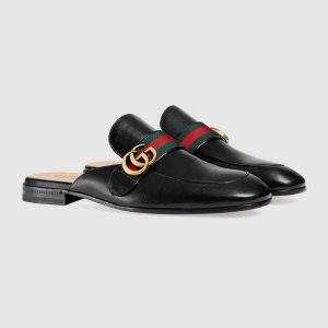 Gucci noir Princetown Double G pantoufle cuir