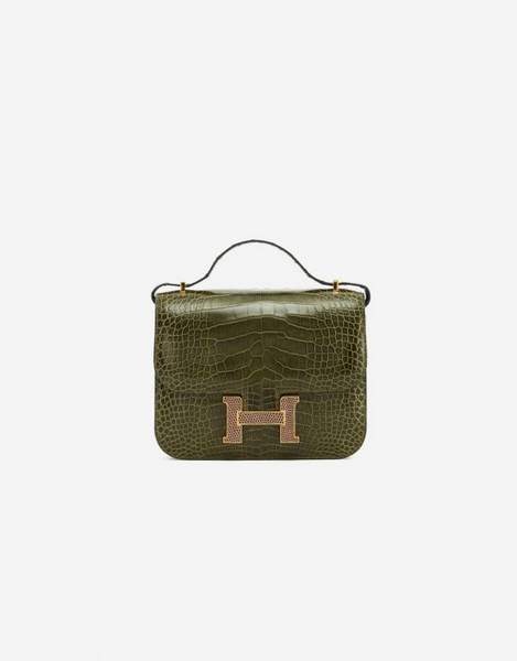 Hermès Constance Mini 18 Alligator Lizard Marquette Vert Veronese Agate Luxury Bag