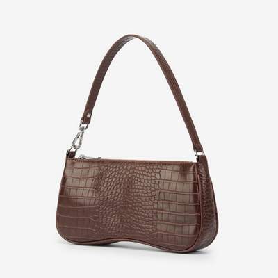 Sac à main JW Pei baguette effet croco brun