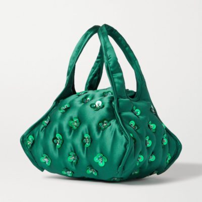 Sac fourre-tout en satin matelassé à ornements Khaore