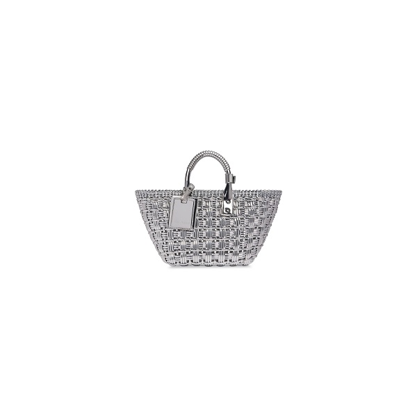 PANIER A BANDOULIERE BISTRO MODELE XS EN TISSU EFFET MIROIR POUR FEMME EN ARGENT