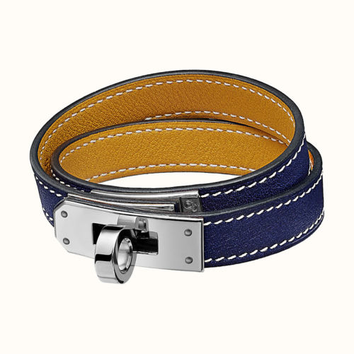 Bracelet Kelly Double Tour en Bleu Encre / Ambre