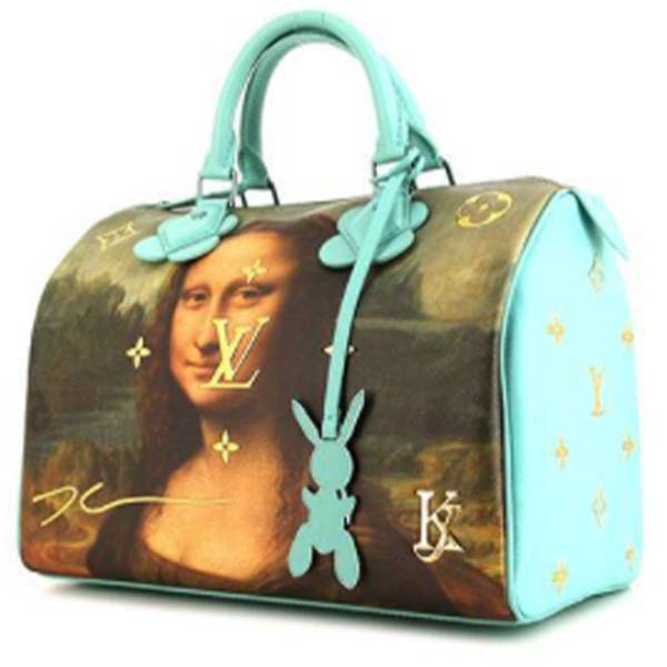 sac a main louis vuitton speedy editions limitees en toile imprimee beige et cuir turquoise