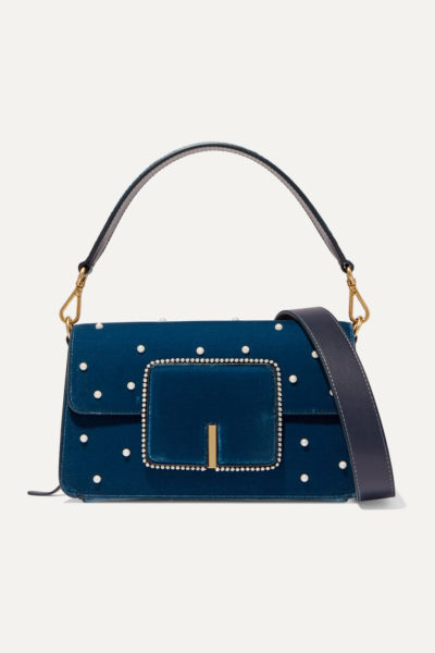 Sac à main Wandler en cuir bleu avec des perles