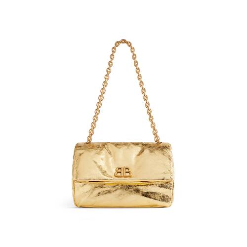 SAC AVEC CHAÎNE MONACO PETIT MODÈLE MÉTALLISÉ POUR FEMME EN OR