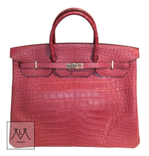 Sac Hermes Birkin 40 cm alligator fuchsia crocodile PHW