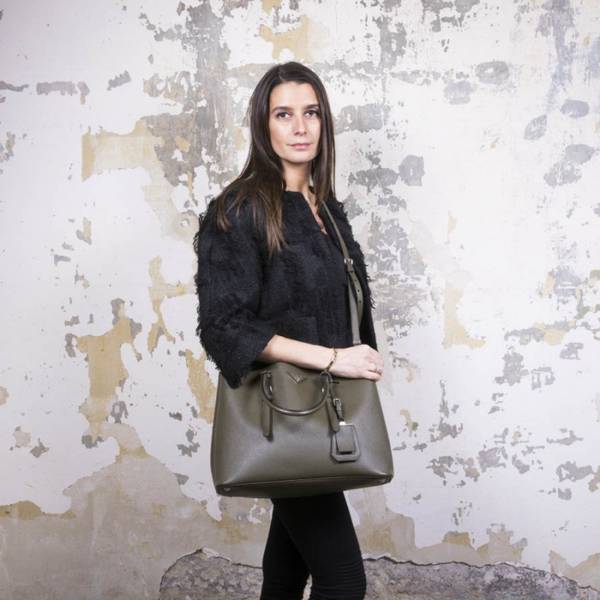 Sac Prada en cuir Saffiano vert