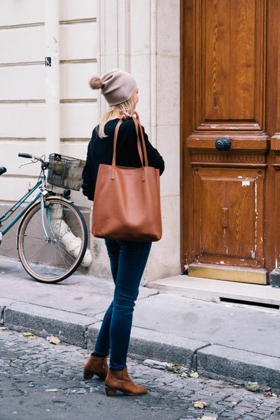 tote bag en cuir pour aller travailler femme